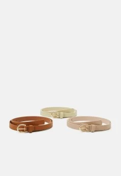Anna Field 3 Pack - Belte - Cognac/Beige/Pink