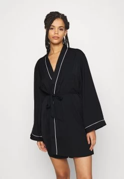 Anna Field Amanda Satin Dressing Gown - Badekåpe - Black