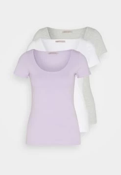 Anna Field 3 Pack - T-Shirts - Purple/White/Mottled Light Grey -Anna Field ea599051637b41e2bfffcd2a4b84a87e
