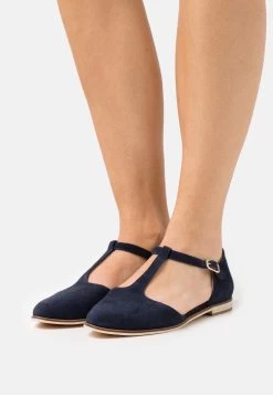 Leather - Ballerina Med Reim - Dark Blue